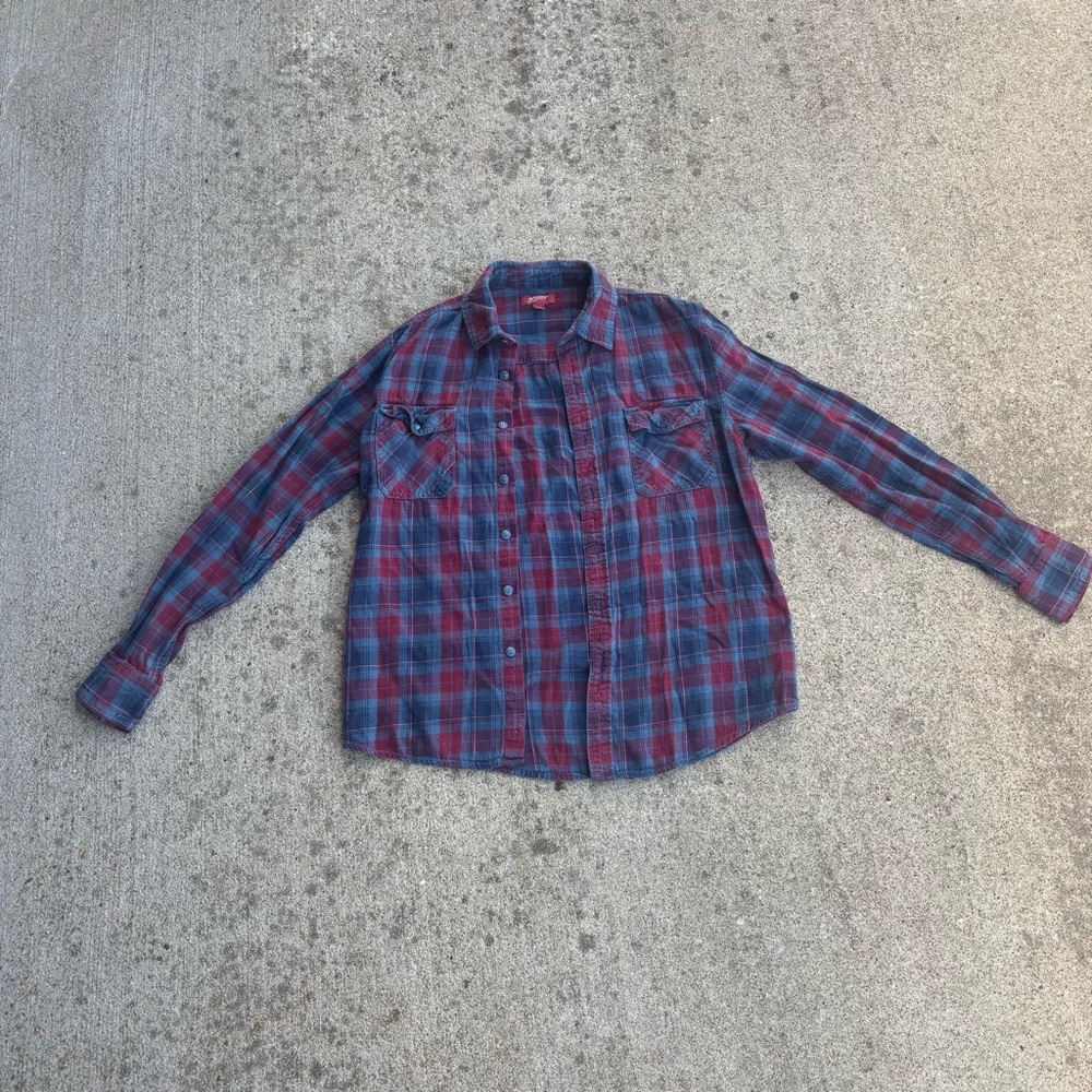Arizona Jean Company Red and Blue Plaid Shirt